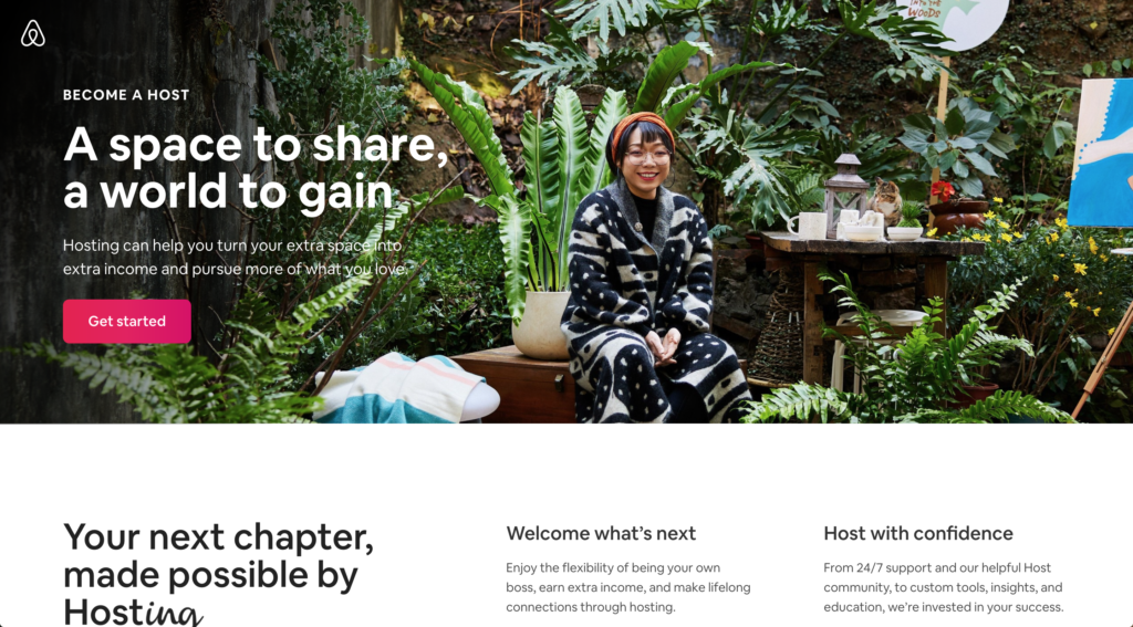 Airbnb host recruitment landing page