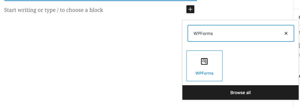 Wordpress Gutenberg Editor's WP Forms block